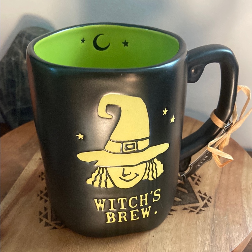 Rae Dunn Witch's Brew Black and Green Halloween inspired artisan Mug